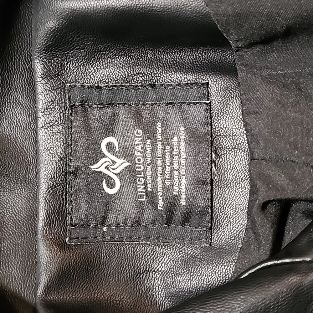 ❄️ LingLuoFang vegan Leather motorcycle Jacket ❄️ - Picture 4 of 7